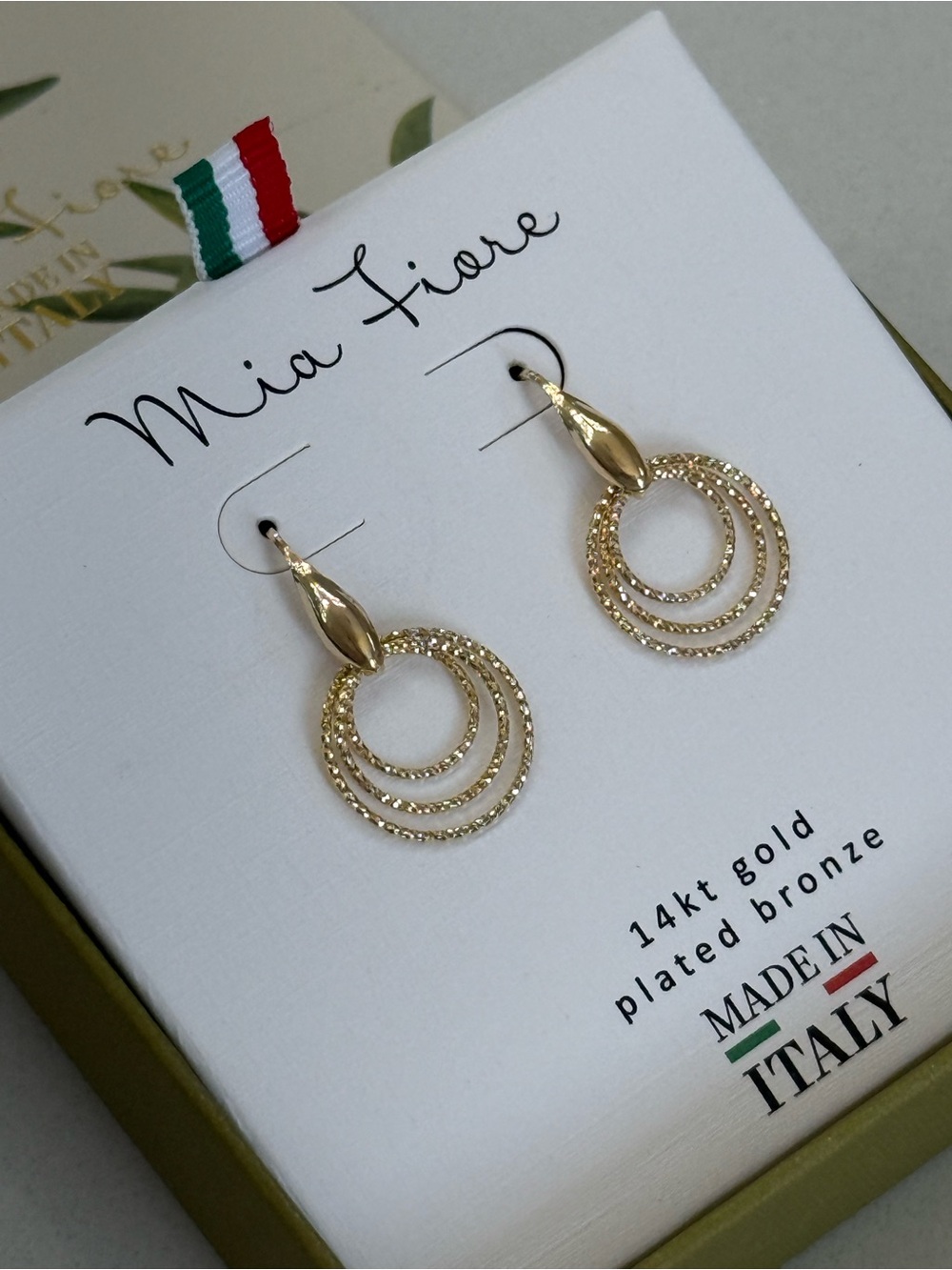 Mia Fiore 14kt Gold Plated Triple Hoop Drop Earrings - Gold NIB